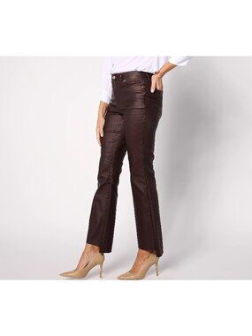 Denim & Co Canyon Retreat Coated Bootcut Jean Size 18W Step Hem Mocha Brown NEW